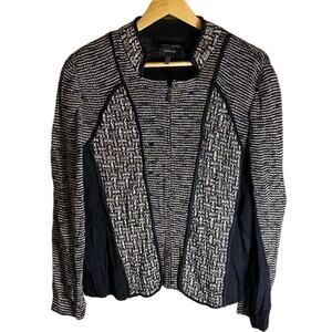 Ming Wang Sapphire Women’s Speckled Black White Knit Full Zip Jacket Size L